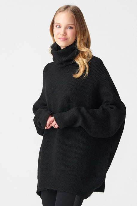 Übergroßer gerippter Rollkragenpullover - Image 1