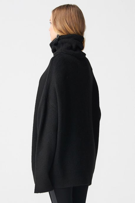 Übergroßer gerippter Rollkragenpullover - Image 3