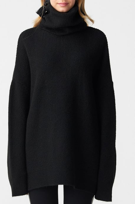 Übergroßer gerippter Rollkragenpullover - Image 4
