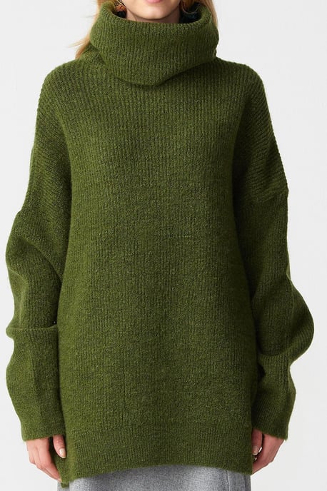 Übergroßer gerippter Rollkragenpullover - Image 4