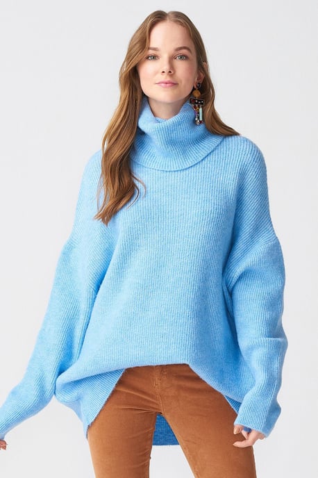 Übergroßer gerippter Rollkragenpullover - Image 1