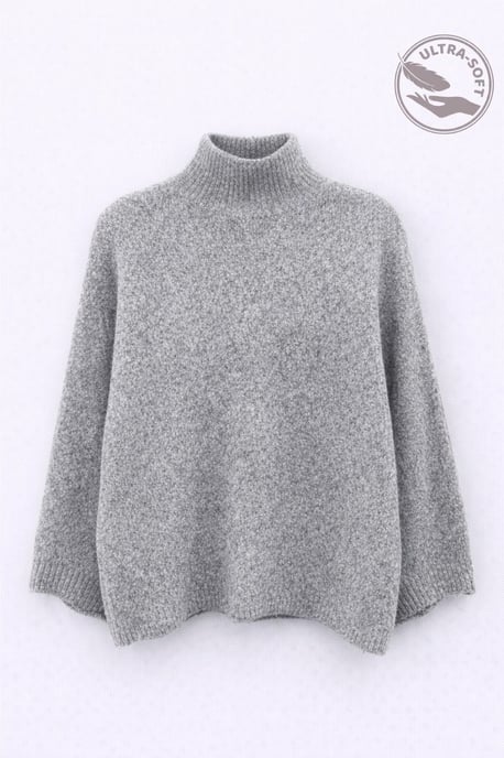Übergroßer gerippter Rollkragenpullover - Image 1