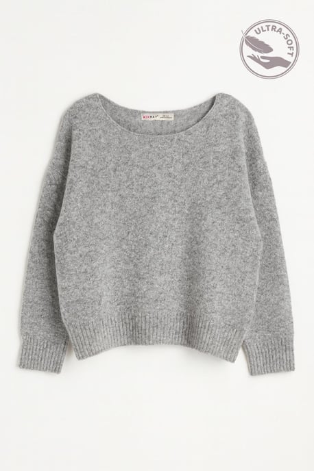 Übergroßer Bootsausschnitt-Strickpullover - Image 1