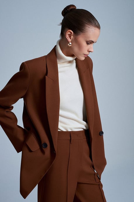 Übergroßer langer Crepe-Blazer-Jacke - Image 4