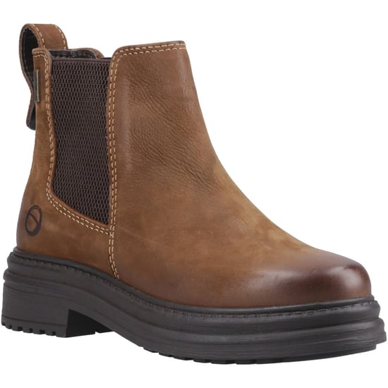 Cotswold Aldworth Leder Damen Tan Absatz-Stiefeletten - Image 1