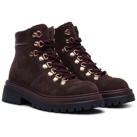 Hush Puppies Robyn Hiker Wildleder Damen SCHOKOLADE Stiefeletten mit Absatz - Image 3