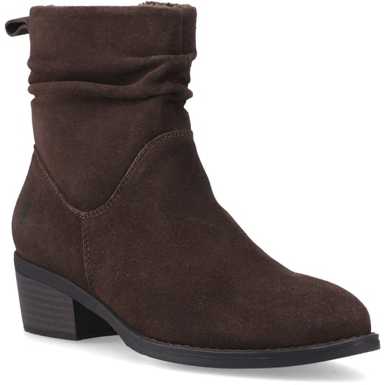 Hush Puppies Iris Wildleder Damen Schokoladenfarbene Blockabsatz Stiefeletten - Image 1