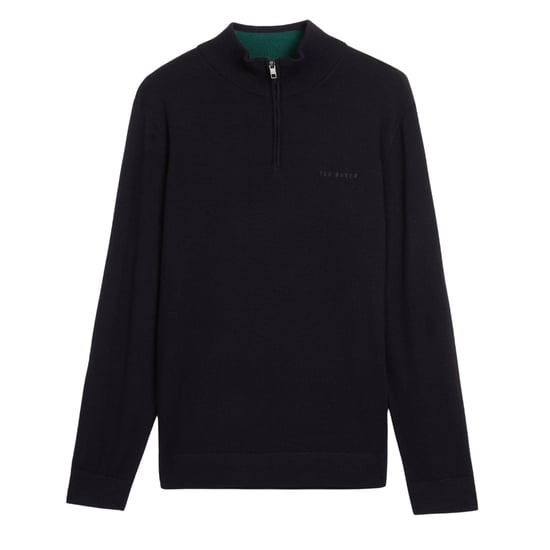 Ted Baker Fashbee Branded Merino Half Zip Navy Jumper - Image 1