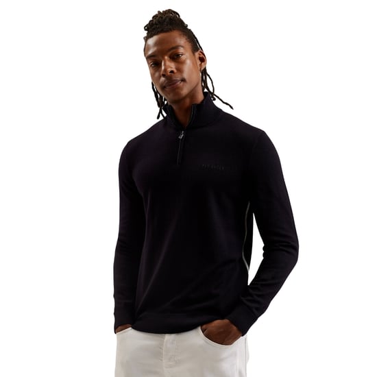 Ted Baker Fashbee Branded Merino Half Zip Navy Jumper - Image 3