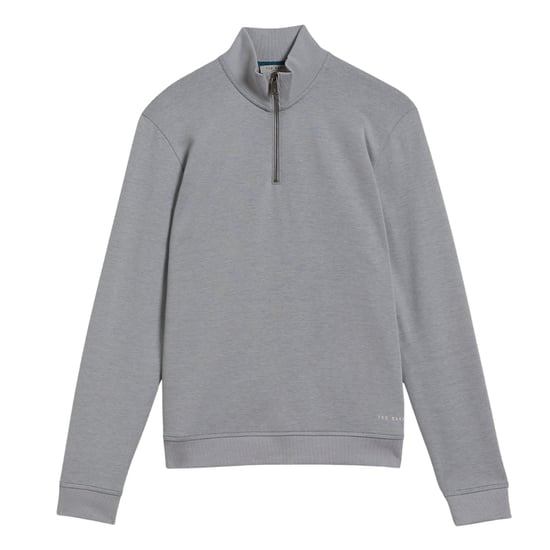 Grauer Ted Baker Antram Pullover Mit Halbem Reißverschluss Und Stehkragen - Image 1