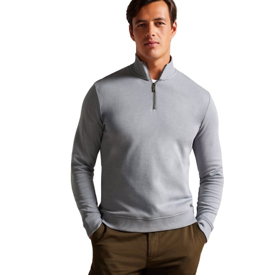 Grauer Ted Baker Antram Pullover Mit Halbem Reißverschluss Und Stehkragen - Image 3