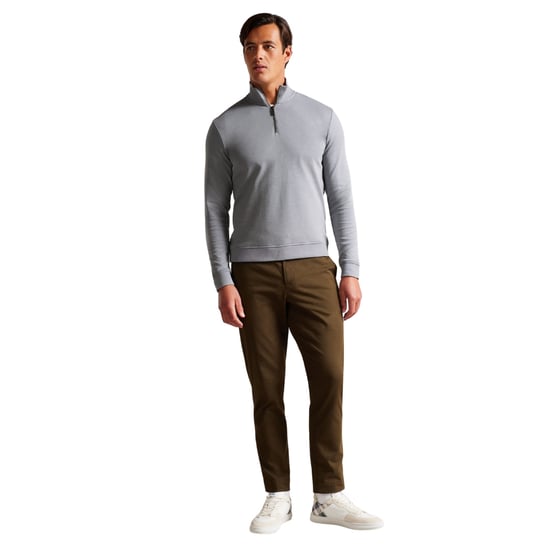 Grauer Ted Baker Antram Pullover Mit Halbem Reißverschluss Und Stehkragen - Image 4