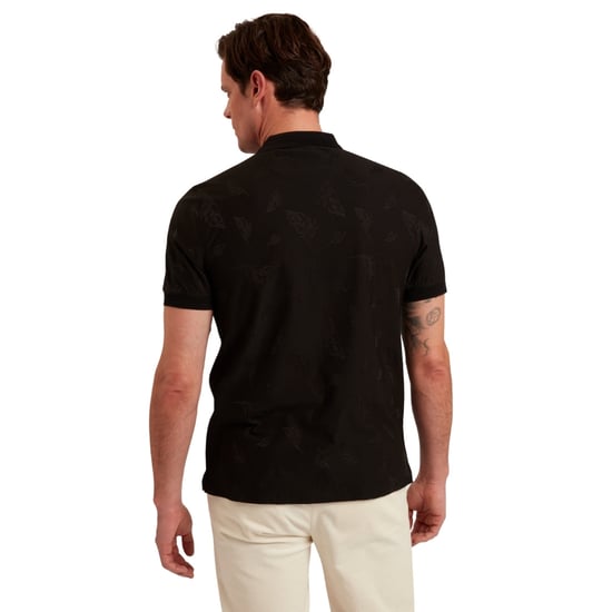 Ted Baker Neyack Feather Jacquard Zip Schwarzes Polohemd - Image 2