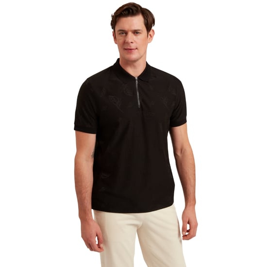 Ted Baker Neyack Feather Jacquard Zip Schwarzes Polohemd - Image 3