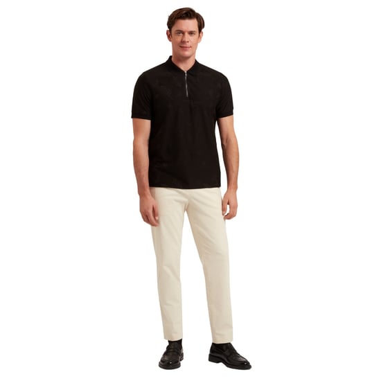 Ted Baker Neyack Feather Jacquard Zip Schwarzes Polohemd - Image 5