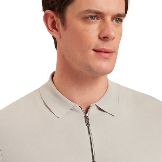 Ted Baker Daldin Rayon Zip Polohemd, Mittelgrau - Image 3