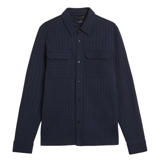Ted Baker Belza Regular Fit Strukturiertes Marineblaues Hemd - Image 1