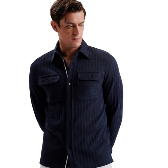 Ted Baker Belza Regular Fit Strukturiertes Marineblaues Hemd - Image 3