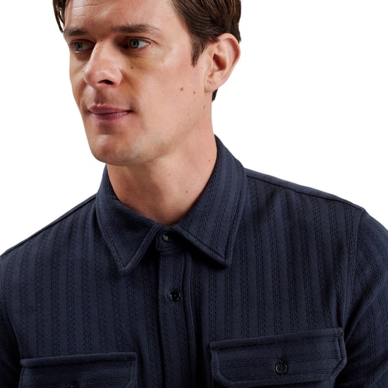Ted Baker Belza Regular Fit Strukturiertes Marineblaues Hemd - Image 5