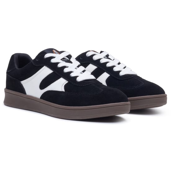 Hush Puppies Maura Wildleder Damen Sneaker Schwarz/Weiß - Image 3