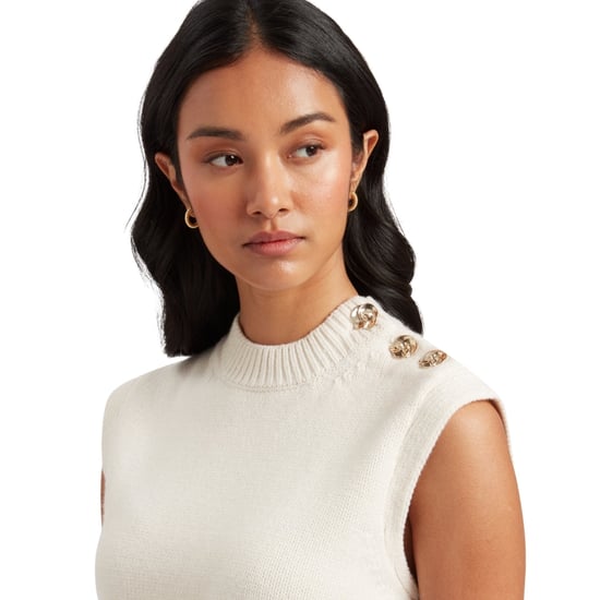 Ted Baker Rondher Tanktop Mit Rosenknopf, Elfenbeinfarben, Rundhalsausschnitt - Image 3