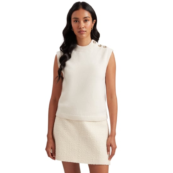 Ted Baker Rondher Tanktop Mit Rosenknopf, Elfenbeinfarben, Rundhalsausschnitt - Image 4