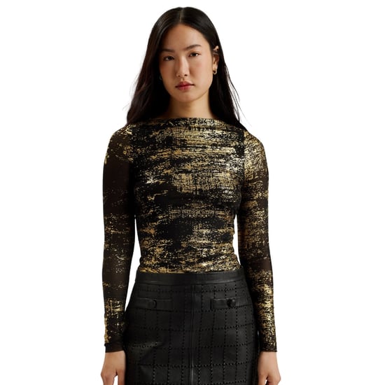 Ted Baker Karenha Skinny Fit Top Aus Schwarzem Mesh Mit Folienprint - Image 2