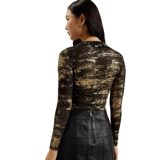 Ted Baker Karenha Skinny Fit Top Aus Schwarzem Mesh Mit Folienprint - Image 3