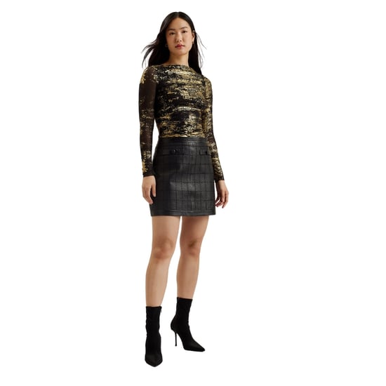 Ted Baker Karenha Skinny Fit Top Aus Schwarzem Mesh Mit Folienprint - Image 5