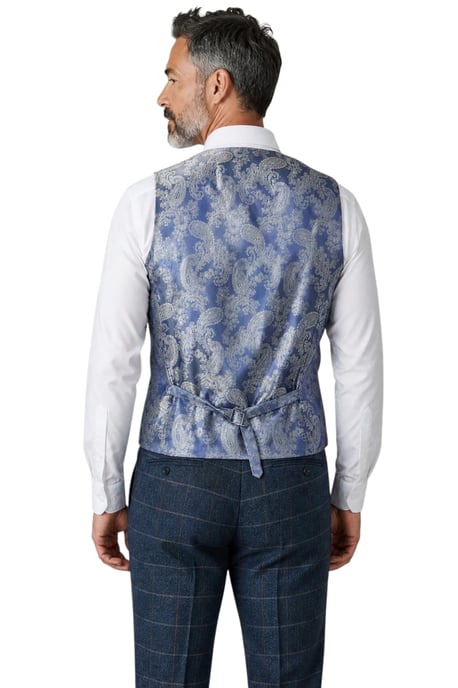 Herrenweste aus marineblauem Tweed mit Fischgrätmuster - Harris - Image 4
