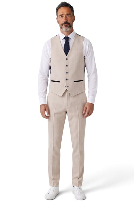 Herrenweste in Creme mit Karomuster und taillierter Passform - Regent - Image 2