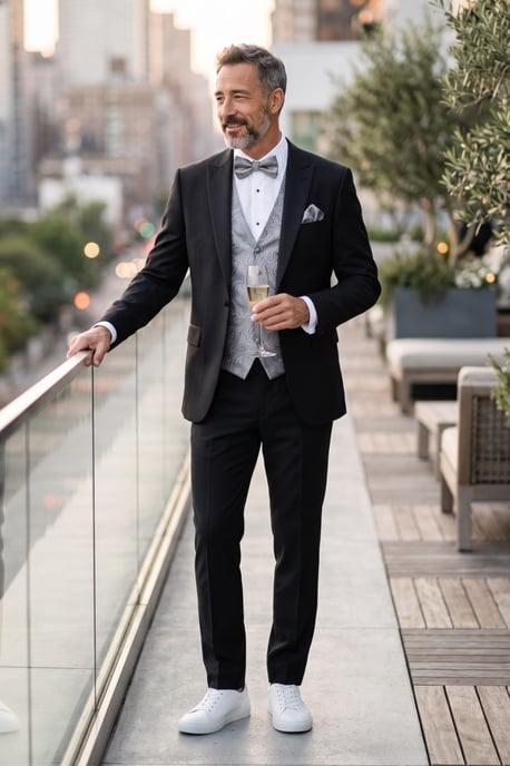 Graues Herren-Set mit Paisley-Blumenmuster, 3-teilig: Weste, Fliege und Einstecktuch - Robert - Image 3