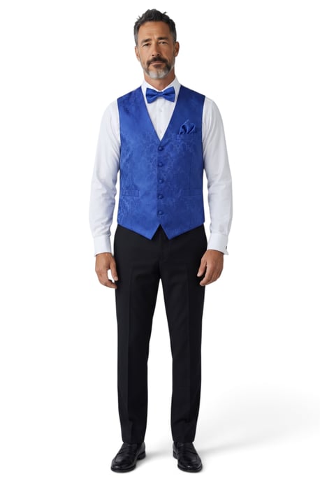 Herren-Set, 3-teilig, blau, Paisley-Blumenmuster, Weste, Fliege und Einstecktuch - Robert - Image 4