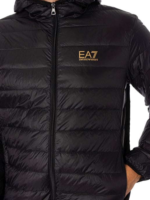 EA7 Gewebte Daunenjacke, Schwarz - Image 4