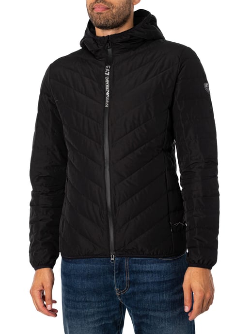 EA7 Daunenjacke Mit Logo Und Reißverschluss, Schwarz - Image 1