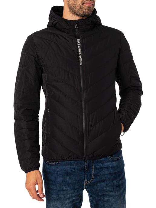 EA7 Daunenjacke Mit Logo Und Reißverschluss, Schwarz - Image 2