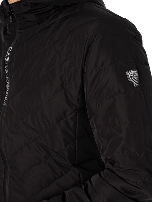 EA7 Daunenjacke Mit Logo Und Reißverschluss, Schwarz - Image 4