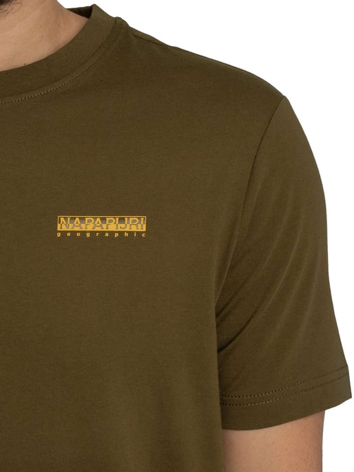Napapijri Flint Rücken Grafik-T-Shirt, Grün - Image 4