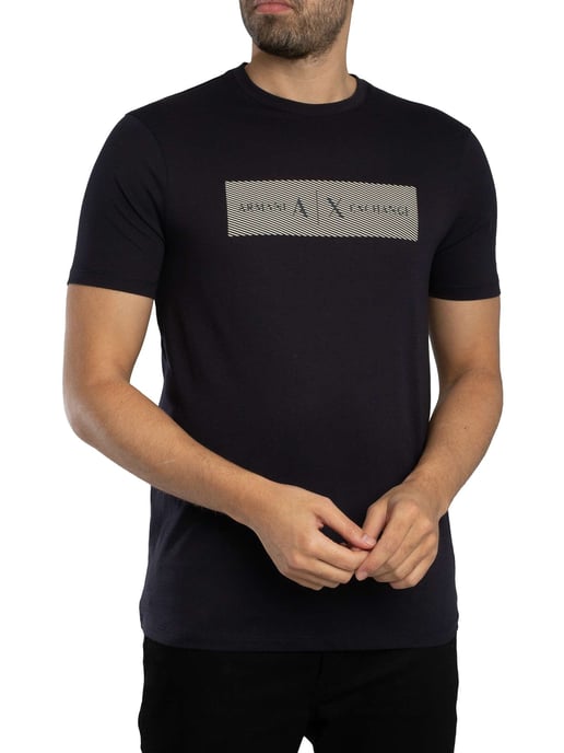 Armani Exchange Streifen-Logo-T-Shirt, Blau - Image 2