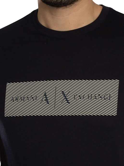 Armani Exchange Streifen-Logo-T-Shirt, Blau - Image 4