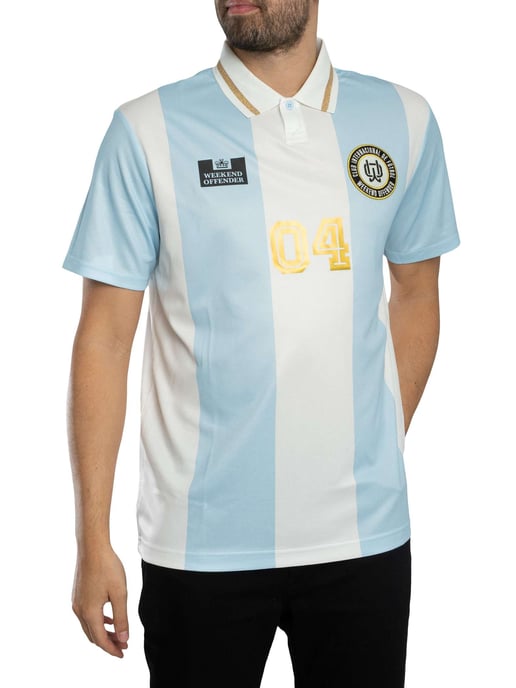 Weekend Offender Moulay Fußball-T-Shirt, Blau - Image 1