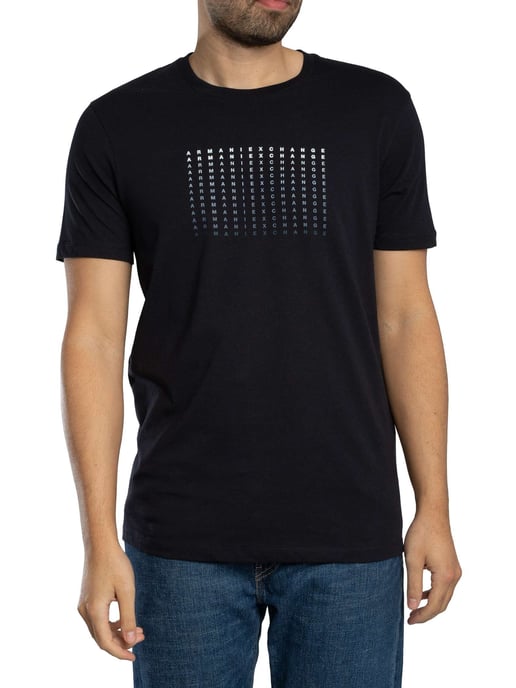 Armani Exchange Slim Brand Repeat Graphic T-Shirt, Blau - Image 1