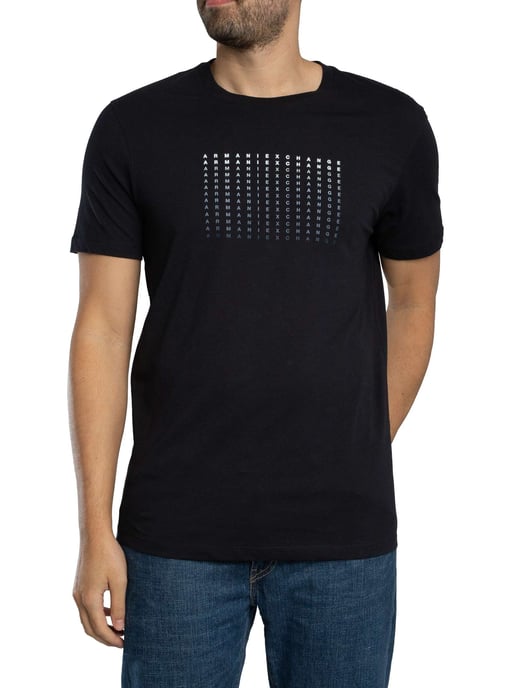 Armani Exchange Slim Brand Repeat Graphic T-Shirt, Blau - Image 2