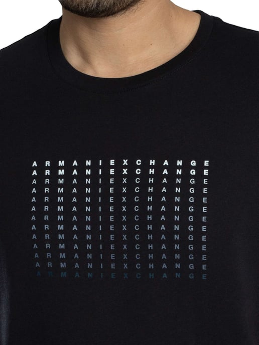 Armani Exchange Slim Brand Repeat Graphic T-Shirt, Blau - Image 4