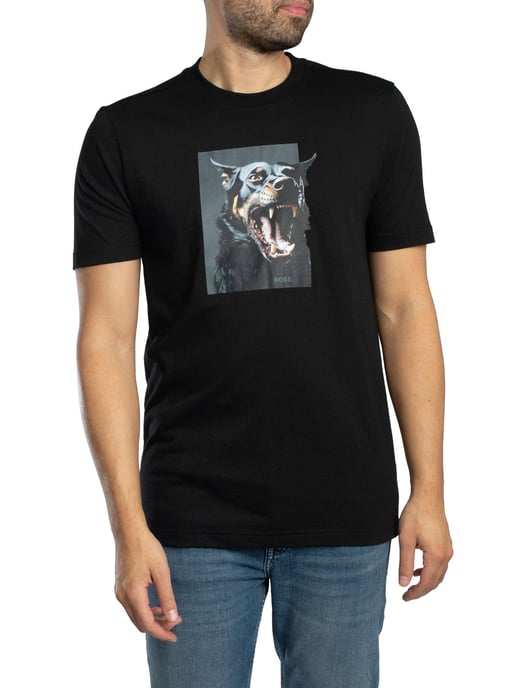 BOSS Te Dobermann Grafik-T-Shirt, Schwarz - Image 1