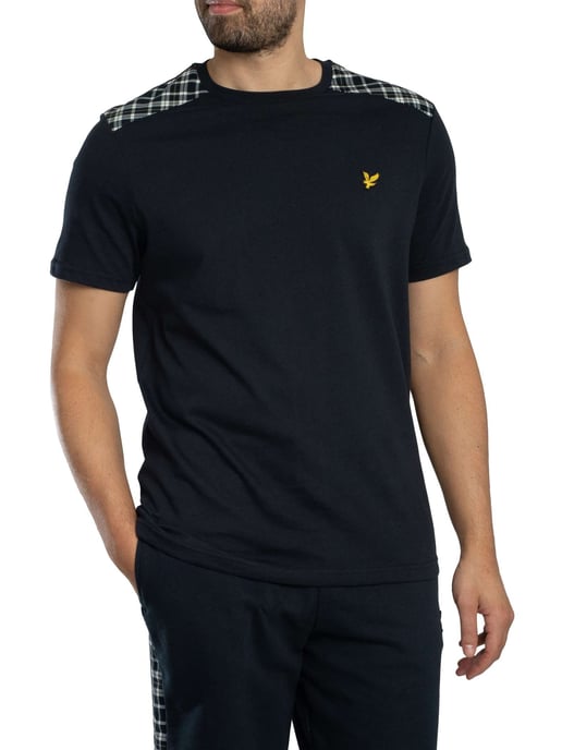 Lyle & Scott Kariertes T-Shirt Mit Einsätzen, Blau - Image 1