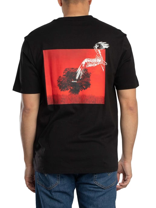 HUGO Derlyns Rückengrafik-T-Shirt, Schwarz - Image 3