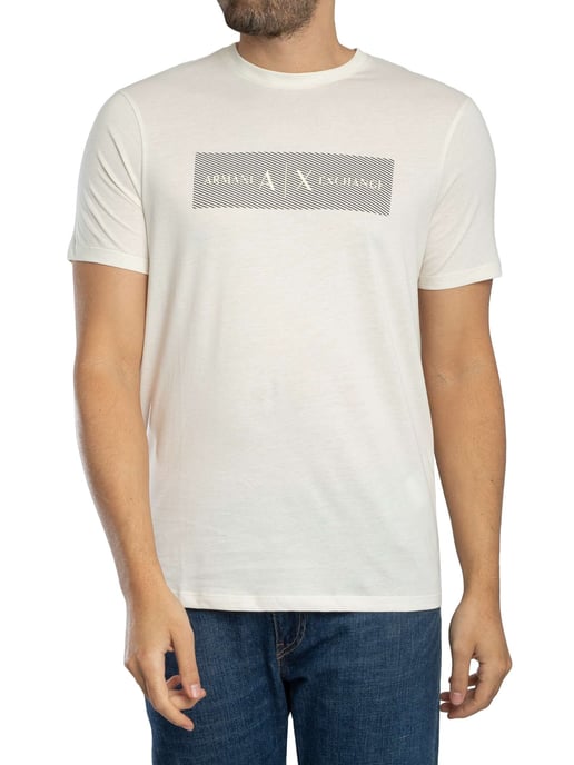 Armani Exchange Streifen-Logo-T-Shirt, Beige - Image 1