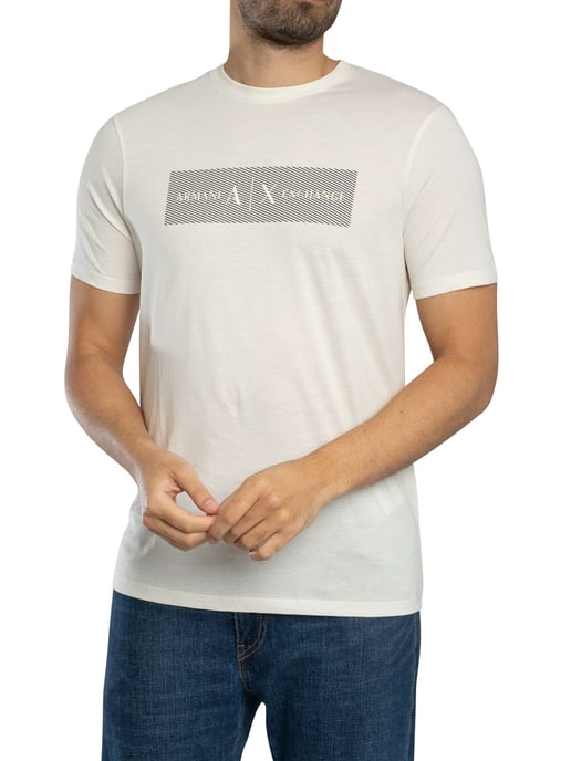 Armani Exchange Streifen-Logo-T-Shirt, Beige - Image 2