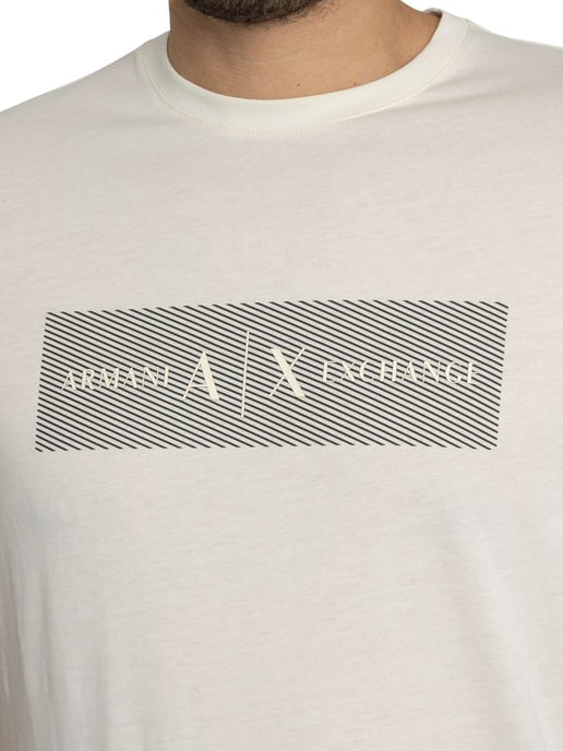 Armani Exchange Streifen-Logo-T-Shirt, Beige - Image 4